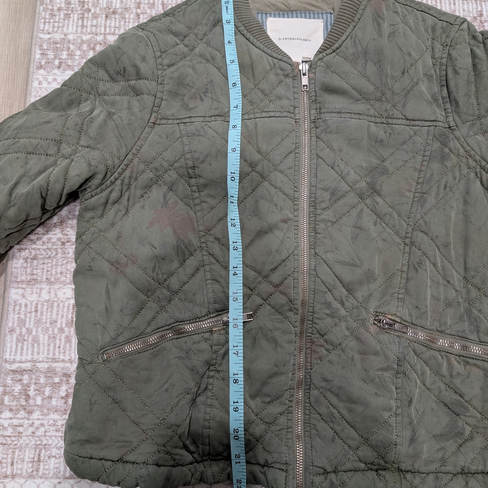 Anthropologie Sage Green Quilted Bomber Jacket - Picture 6 of 6